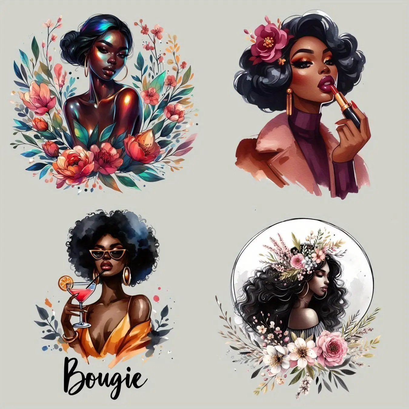 Black Women Heat Transfer Decal, 4 Counts/set Iron-on Patch, Iron on Stickers, Heat Transfer Sticker for DIY Clothes Backpacks Jeans T Shirt, DIY Flower Decor, Diy Craft Embellishments, DIY Products