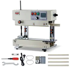 fathersdaygift VEVOR Continuous Bag Band Sealing Machine, 0.24-0.47 in Seal Width, Vertical Band Sealer Machine with Roller Printing, Temp Speed Adjustable, Heat Sealing Machine for 0.001-0.03 in Plastic Bags
