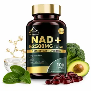 NAD+ Supplement 62500mg with Nicotinamide Riboside & Trans-Resveratrol - Cellular Energy, Brain Function, Focus & Memory Support, High Potency 100 Softgels, 50-Day Supply