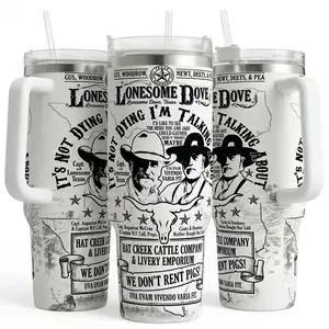 Lonesome Dove Gus & Woodrow 40oz, Tumbler, Old Movies Merch, Western Cowboy Movie, Gift For Fan.