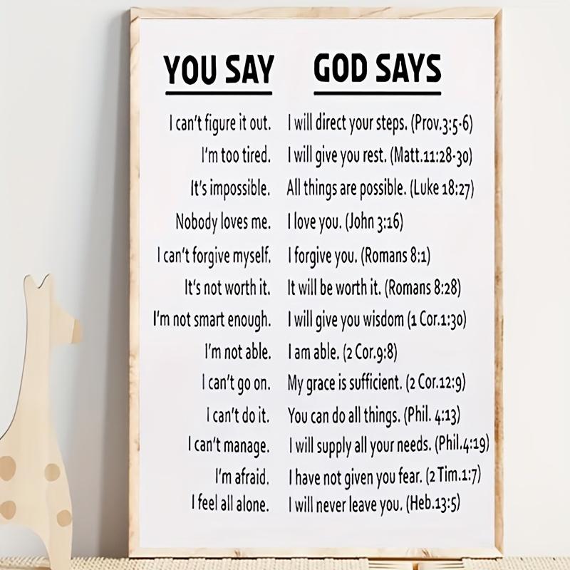 Inspirational Scripture Canvas Art - Framed Faith Affirmation Poster with Motivational Bible Verses, Vintage/Modern Decor for Bedroom, Living Room, Home Office, Classroom, Dining Area - Vertical Wall Hanging on Premium Canvas, Classroom Motivation