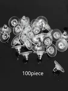 100pcs Solid Color Non-slip Earring Backs for Earrings, Portable Ear Safety Back, Diy Earring Repair Accessories, Valentine's Day, Gift, Diy Jewelry Accessories