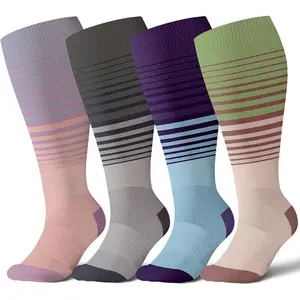 Plus Size Compression Socks for Women & Men Wide Calf, 20-30mmhg Knee High Stockings for Pregnancy, Nurse, Travel