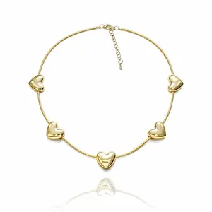 Gold Heart Necklace 18K Gold Plated Heart Charm Minimalist Love Dainty Jewelry for Women Romantic Gift for Her