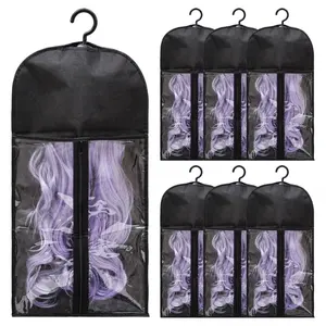 Pack Of 6 Wig Storage Bags with Hangers - Durable Hair Extension Organizer for Multiple Wigs & Accessories