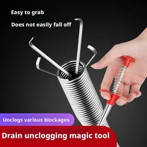 Plumbing Drain Unblocker Tool, Manual Toilet and Kitchen Drains Clearing Device, Pipe Unclogging Kit, Handheld Plumbing Aid