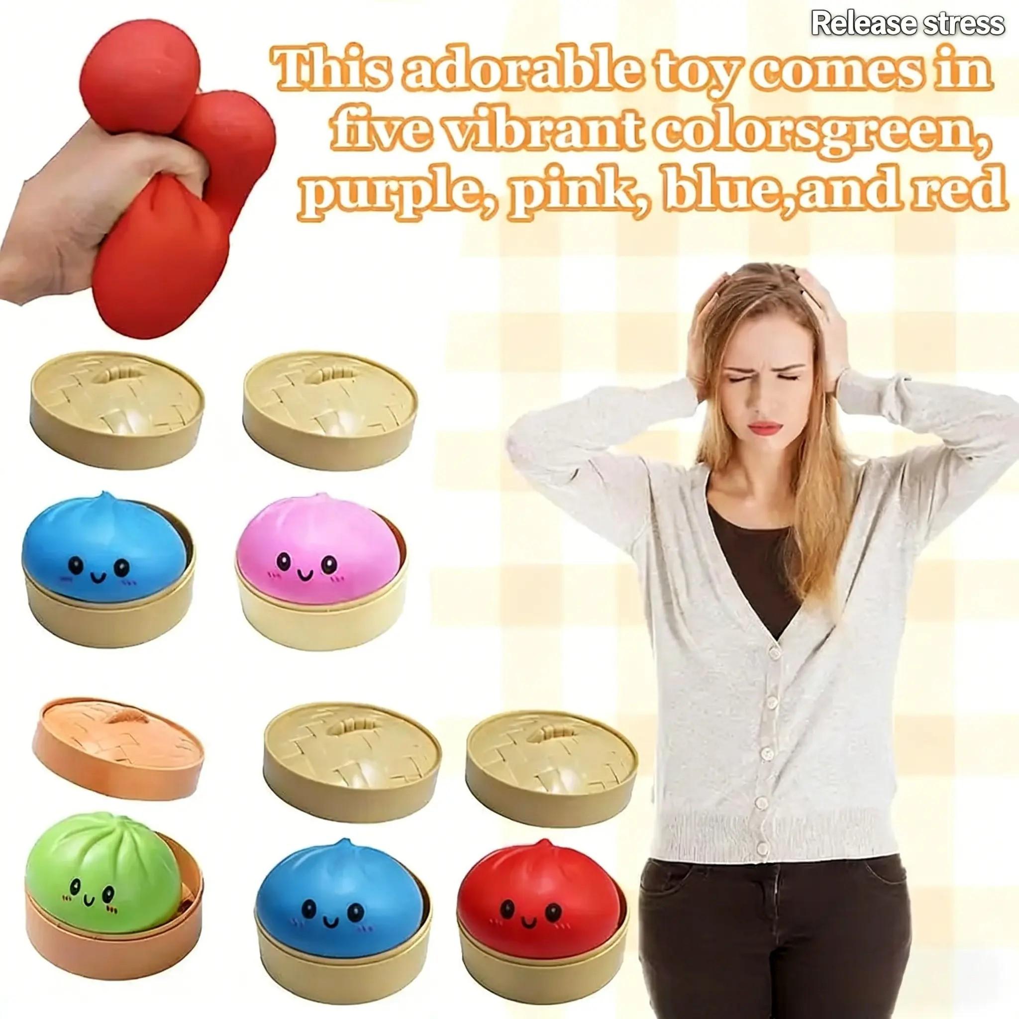 Giant Glitter Dumpling, Giant Dumpling Squishy, Mega Rainbow Dumplings, Cute Anxiety Relief Fidget Toy, with Steamer Box,Soft Squeeze Decompression Dough for Adults