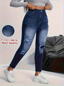 Printed Legging Not Denim Fabric Comfortable Skin-Friendly Tights for Yoga Shopping Everyday Wear All over Print