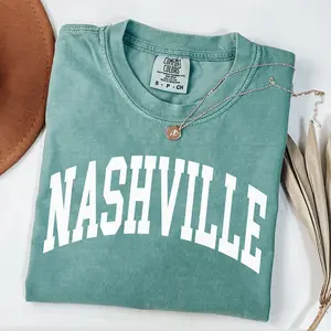 Comfort Colors Nashville Shirt, Tennessee TN Vintage Varsity Aesthetic, Trendy Travel Destination Gift