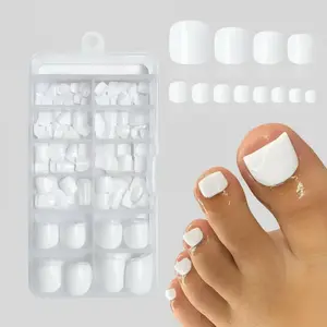 Solid Color Square Fake Toenails, Diy False Toenails, 120pcs/set 12 Sizes Short Press on Toenails, Glossy False Toe Nails for Women Girls