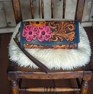 The Tessa | Western Hand Tooled Leather Wristlet Wallet