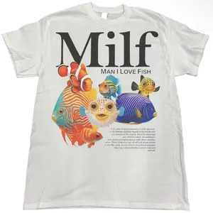 Funny Y2K Fish Meme “Man I Love Fish” Graphic Shirt