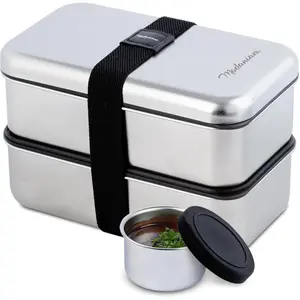 Phoenix Stainless Steel bento box for adults |Stackable| Microwave safe |leak proof| Lunch Box with Compartments|  BentoBox |Tiffin| Metal Lunch box|Lunch Container - 54 oz