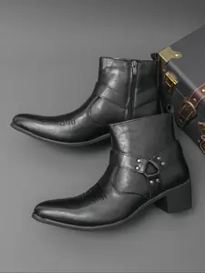 Men's Pointed Toe High Heel Business Formal High Top Closed Boots, Stylish and Comfortable Dress Shoes for Office and Workwear