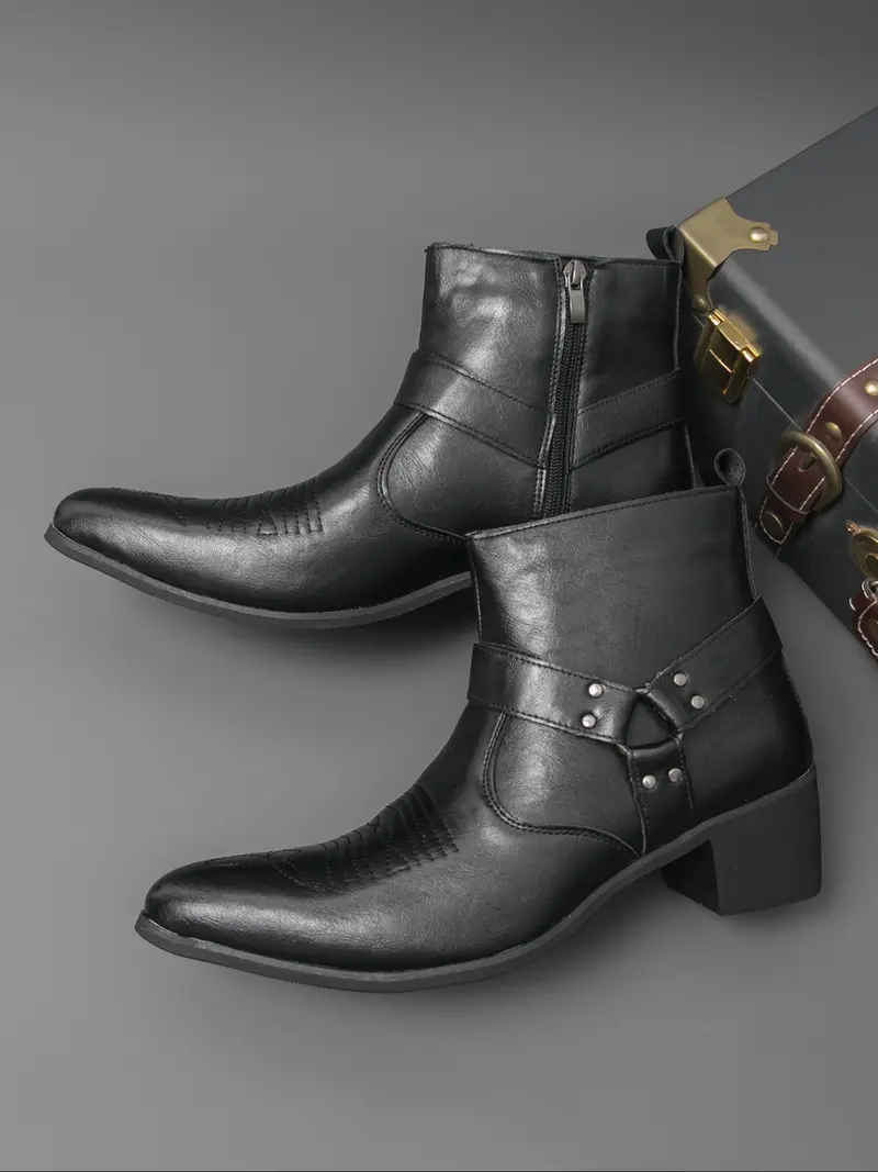 slim fit dress slacks Fashion Ankle Boots Men High Top Zip Suit Shoes Black Dress Boots Autu –  DMI Store