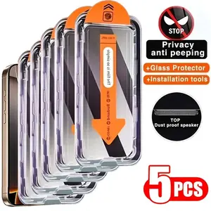 Set of 5 Privacy Screen Protectors for iPhone 17, 16, 15, 14, 13, 12, 11, Pro Max, Plus, Mini, 17 Air, X, XS, XR, XS Max – 9H Tempered Glass
