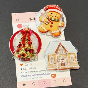 Christmas Cute Phone Grip for MagSafe with Kickstand Magnetic Stand Secure Hold for MagSafe Cases Easy Install Hands-Free Wireless Charging Accessory Christmas Theme Smartphone Mount Installation Cellphone