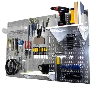 4ft Metal Pegboard Premium Tool Storage Kit - Metallic Toolboard with Hooks