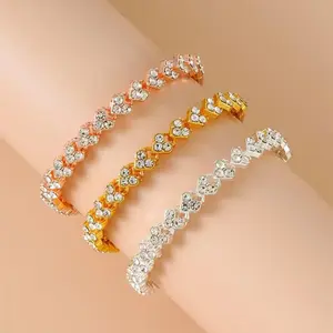 Buy 1 Get 1 Valentine Gift Women's Elegant Artificial Zircon Decorated Heart Design Bracelet, Fashion Jewelry Accessories for Party, Daily Clothing Decor for Girl