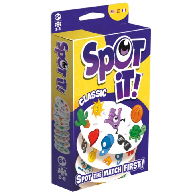 Asmodee Spot It! Classic Card Game (2024 Refresh) - Pocket Eco Edition, 5-in-1 Visual Perception Game for Quick Reflexes and Family Fun
