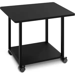 22"x15.75" Large Under Desk Printer Stand with Storage Shelf 2-Tier Rolling Printer Cart with Wheels, Heavy Duty Storage Rack for Scanner Fax Machine for Home Office, Black