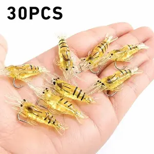 30pcs Realistic Shrimp Shrimp Soft Lure for Freshwater & Saltwater Fishing 1.5in Soft Bait