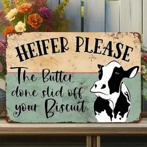 Aluminum Rustic Farmhouse Cow Wall Art Vintage Country Kitchen Decor for Living Room Bar Funny Animal Pun Sign