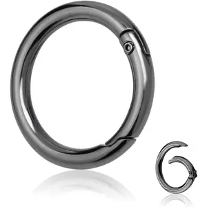 10 piece set of 1-inch (approximately 2.5 cm) metal spring O-ring clip keychain, circular climbing buckle clip keychain snap hook, wallet shoulder bag chain link clip replacement umbrella rope keychain hanging rope leather DIY crafts (black)