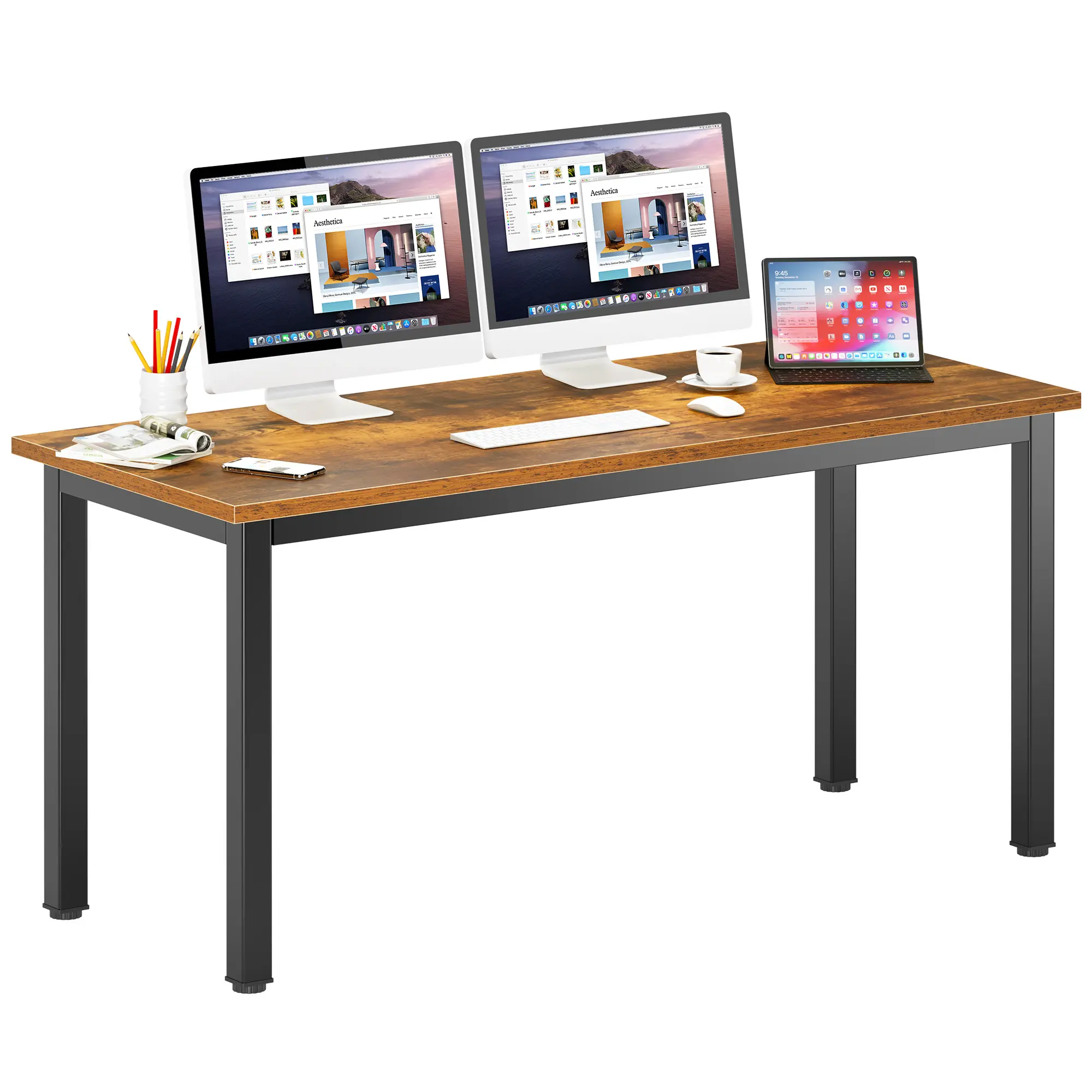 63 Inch Computer Desk Large Home Office Gaming Desk Heavy Duty Modern Simple Computer Table, Sturdy PC Table for Work/Writing/Gaming/Study/Meeting