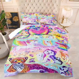 Dreamy Healing Style Comforter Set-with Silk-Cotton Filling, Unicorn, Cute Pet and Rainbow Element Printed Bedding Set,Includes 1/2 Pillowcases - without Core, Macaron Color Scheme, Playful and Cute, Soft and Comfortable,Perfect for Girls' Bedding Decor