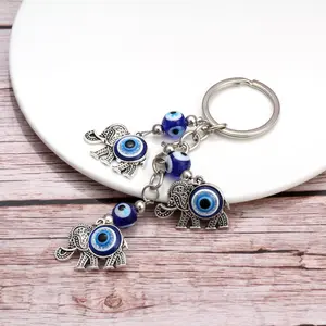 Lucky Elephant Pendant Keychain, Blue Evil Eye Keychain, Sports & Outdoor Accessory Bag Charm, Keychains