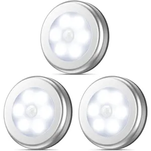 Upgraded 3.15" Motion Sensor Light, 3 Pack Stick on Cordless - LED Night Light, Closet Lights, Stair Lights, Safe Lights for Hallway, Bathroom, Bedroom, Kitchen ( - White)