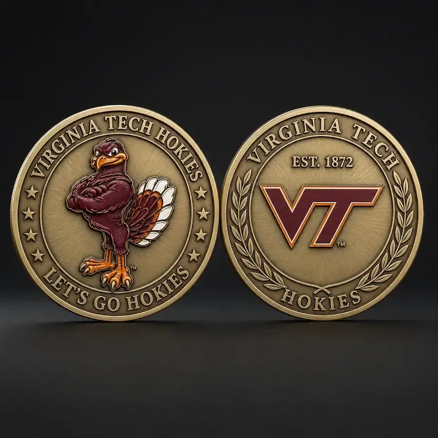 Virginia Tech Hokies challenge coin Virginia Tech Lets Go Hokies Est 1872 college football fan collectible coin gear