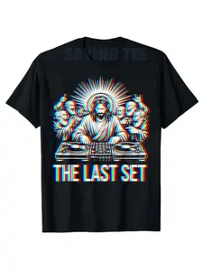 Glitchy DJ Festival Shirts Y2k Rock Punk Graphic Saying Tee Novelty Personality Plus Size Quick Dry Athletic Shirt for Men and Women.