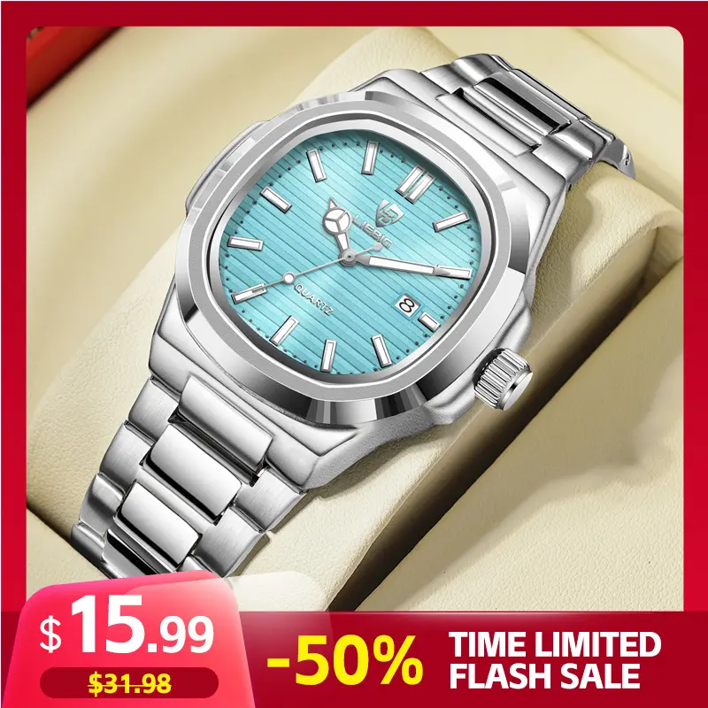 LIEBIG Luxury Analog Quartz Watch for Men - 3ATM Water Resistant, Stainless Steel Band, Fluorescent Dial, Oval Face, Classic Modern Fashion Unisex Wrist-Type Fashion Blue-Black Quartz Watch, Wrist-Type Quartz Watches, Fashion Quartz Watches