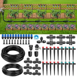 Automatic Drip Irrigation System Watering Kit DIY with Quick Connector 10M 12mm Hose for Garden Potted Plants Greenhouse，water hose reels   Quick Connector Garden Watering Systemwith Easy Programmable Hose Timer Installation Outdoor