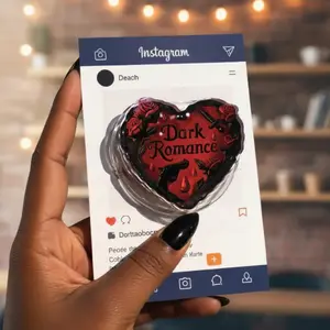 Dark Romance Kindle Grip, Gothic  Roses Heart Dark Holder, Bookish Accessory, Lady Reading Booktok, Gift For Her