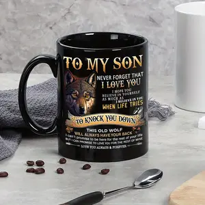 1Pc Mug Ceramic Mug 11oz/325ml, Fun Gifts, Microwave Safe, Birthday Gifts, Holiday Gifts, Father's Day Gifts, Thanksgiving Gifts, Birthday Gifts for Sons, English/German Mother's Day Gifts, Wolf Head Mugs, Fun Office or Home Decoration Mugs, Party Gifts