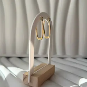 14K Real Gold Rectangle Earrings