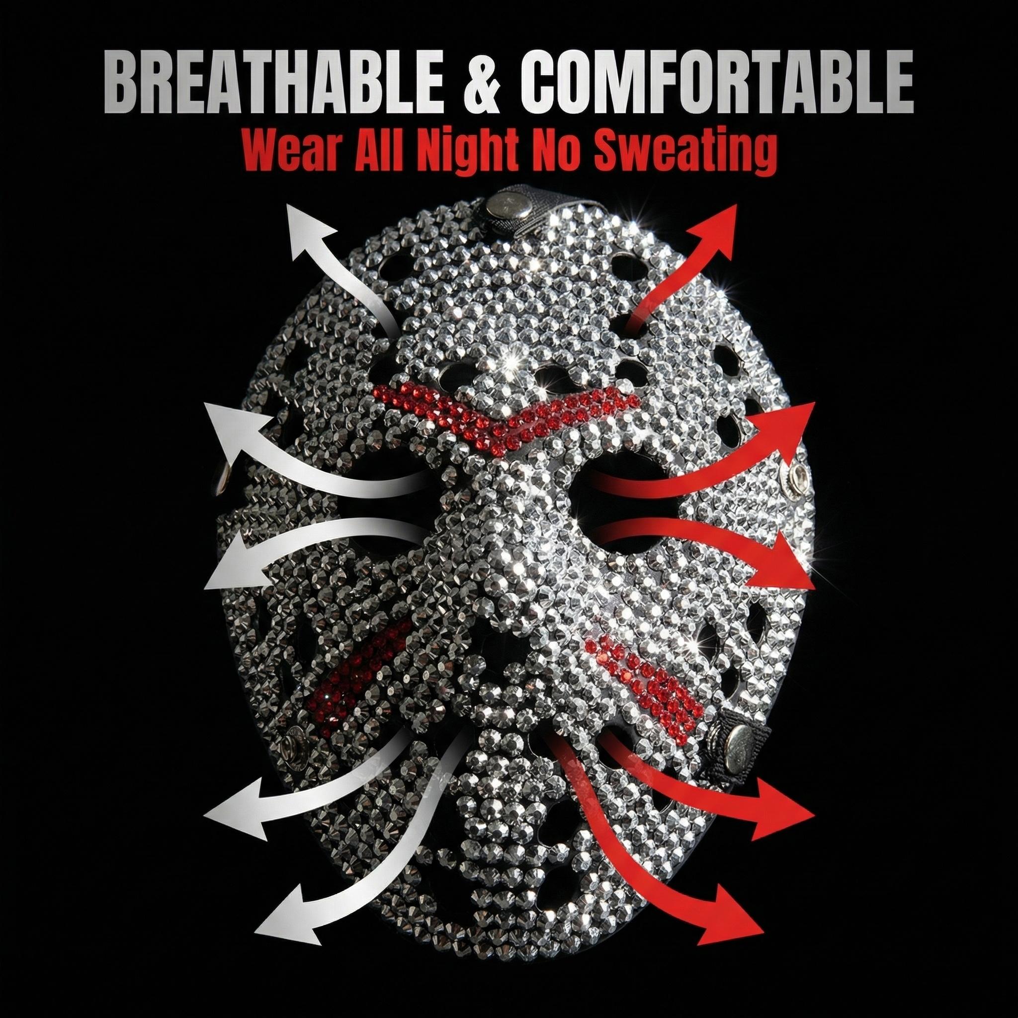 High-quality handmade DIY rhinestone mask for men and women perfect for Halloween, horror cosplay Diamond mask, masquerade parties, and costume events