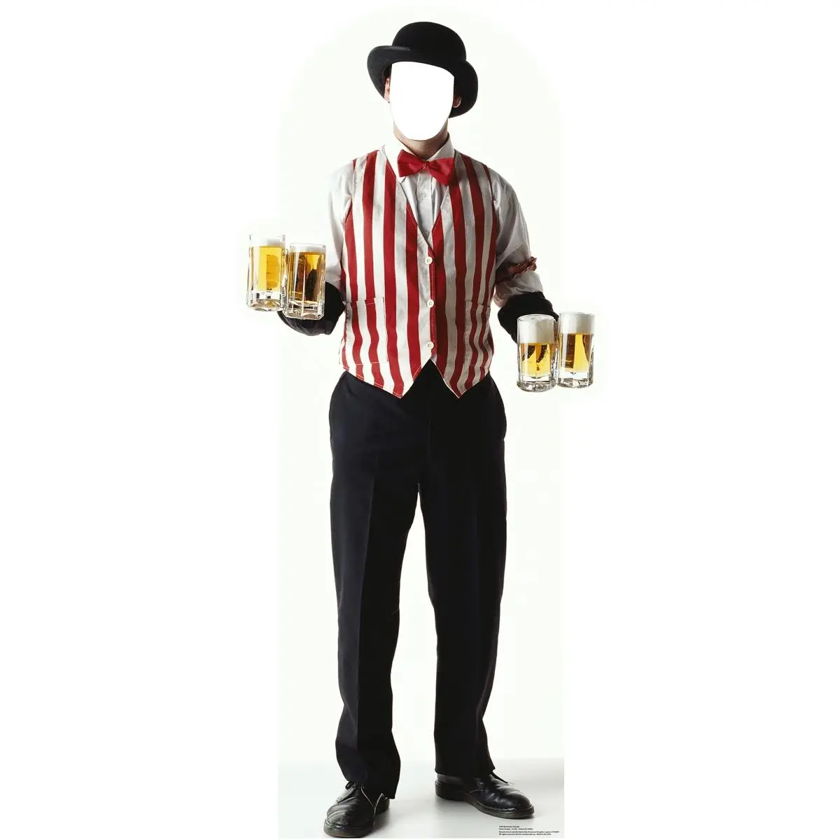 Advanced Graphics 72x32" 1960 Carnival Bartender Face Cutout, Standing Cardboard Standup, Party Photo Prop for Fun Photo Opportunity, Home Decor Piece