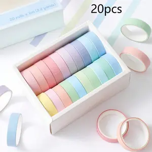 20pcs Mini Paper Tape Set, Colorful Thin Decorative Tape, Bullet Journal, Planner, DIY Crafts, Crafting Kit, Art Creation, Packaging, Scrapbooking, Creative Craft Kit