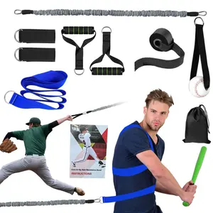 Baseball Swing & Core Trainer - Adjustable Belt Resistance System| Rotational Power Builder For Hitting Pitching Portable W/ankle Straps Door Anchor