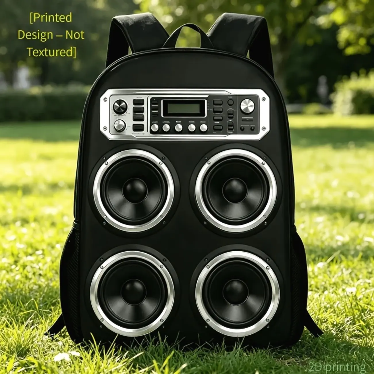 Printed Design Not Textured Fashionable Retro Portable Speaker Backpack with Print| Large-Capacity Backpack with 2D Flat Print, 2D Flat