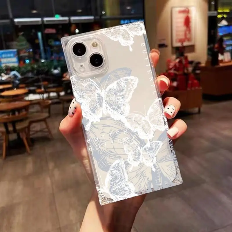 Butterfly Pattern Clear Phone Case, Fashionable Phone Protective Cover, All-inclusive Shockproof Phone Cases for iPhone 11 12 13 14 15 Pro Max Case iP