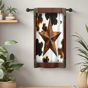 1Pc Rustic Star Decor with Brown white Background Bathroom Hand Towel Bath Towel, Multiple Size Microfiber Towel, Ultra-Soft Quick Dry and Absorbent Polyester Large Bath Towel, Unique Home Decorative Kitchen Towels,