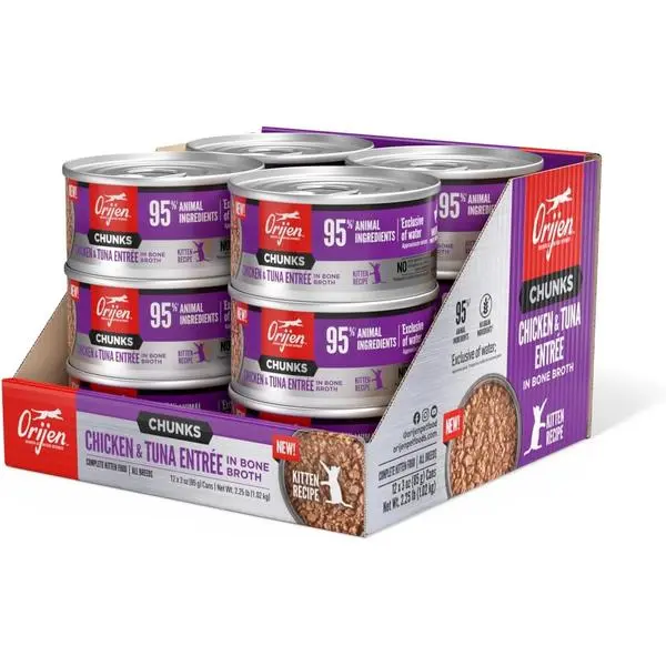Chunks & Shreds Wet Cat Food Chicken and Tuna Kitten Entrée 3oz Cans (12 Count)