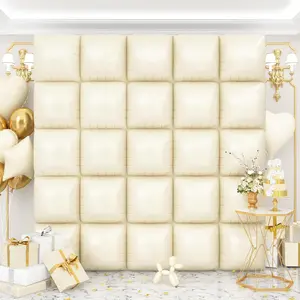Sand White Square Foil Balloons Wall Backdrop 25Pcs Double Sided Cream Beige Balloon Tunnel Arch Kit For Birthday Christmas Graduation shower Summer Jungle Party Decorations