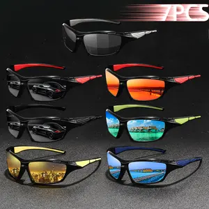 7 PCS Fashion Vintage Driving Fishing Cycling Sports Sunglasses Men Women Running Mountaineering Man Sun Glasses UV400 Eyewear