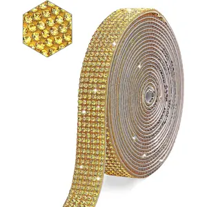 Self Adhesive   Rhinestone Strips  Ribbon Bling Sticker with 2 mm Rhinestones for Arts Crafts,Wedding Christmas Party, Phone Decoration()